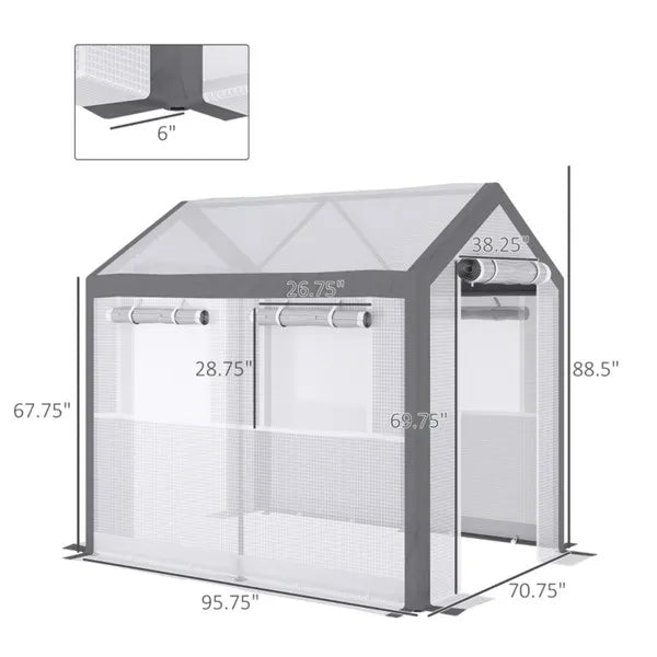 Mini Walk-In Greenhouse with PE Cover