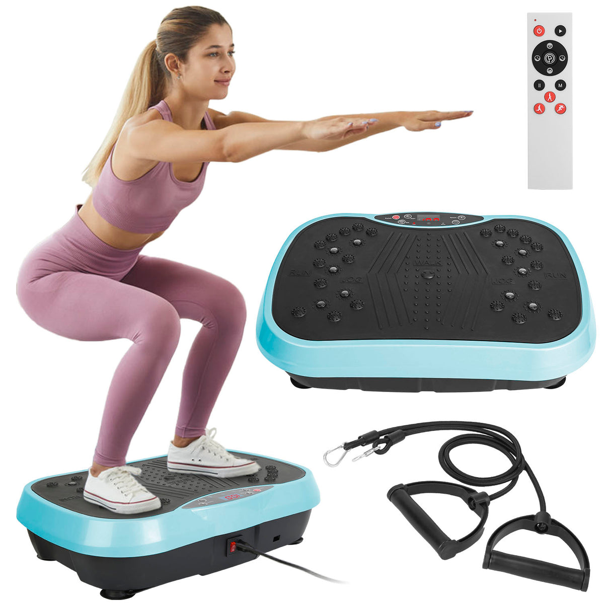 Vibration Exercise Platform with Resistance Bands
