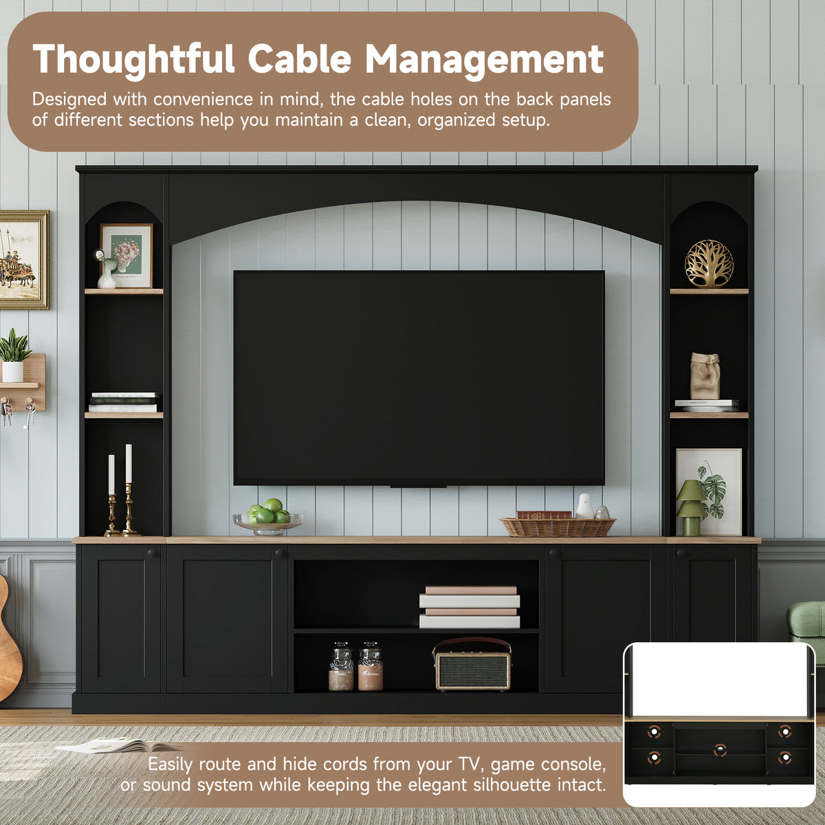 Arched Entertainment Center Wall Unit for TVs up to 70 in.