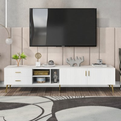 White TV Stand For 75-inch Televisions, Lowboards, TV Boards, TV Cabinet, Entertainment Center, TV Console Table, Modern Entertainment Center, Media Console White