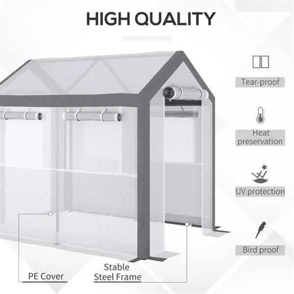 Mini Walk-In Greenhouse with PE Cover
