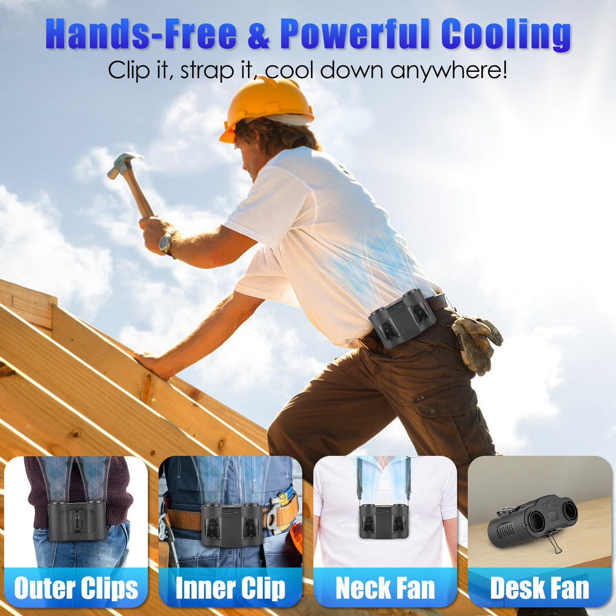 16,000mAh Dual-Turbine Wearable Waist Fan