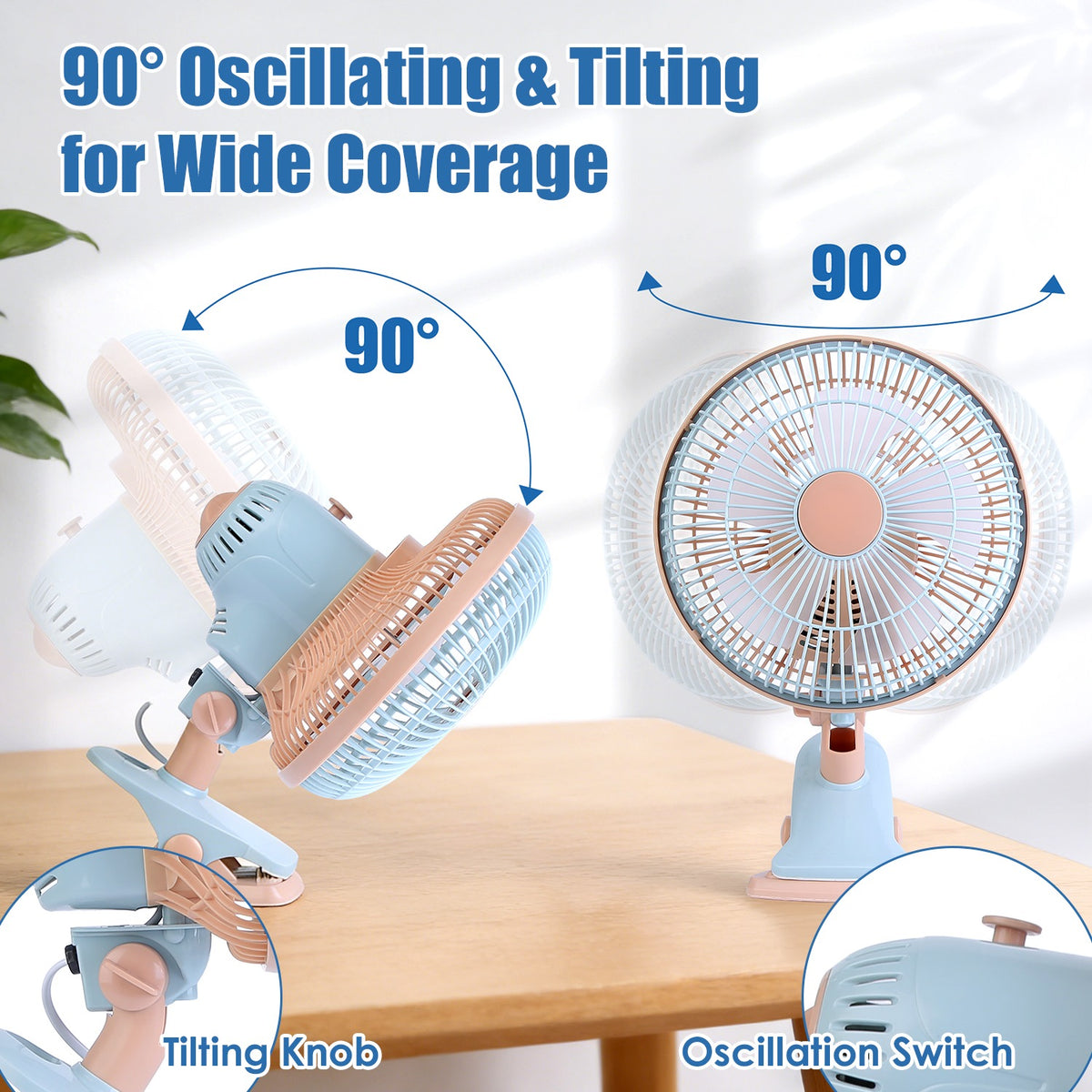 8.66 in. Oscillating Clip Fan with Two Speeds