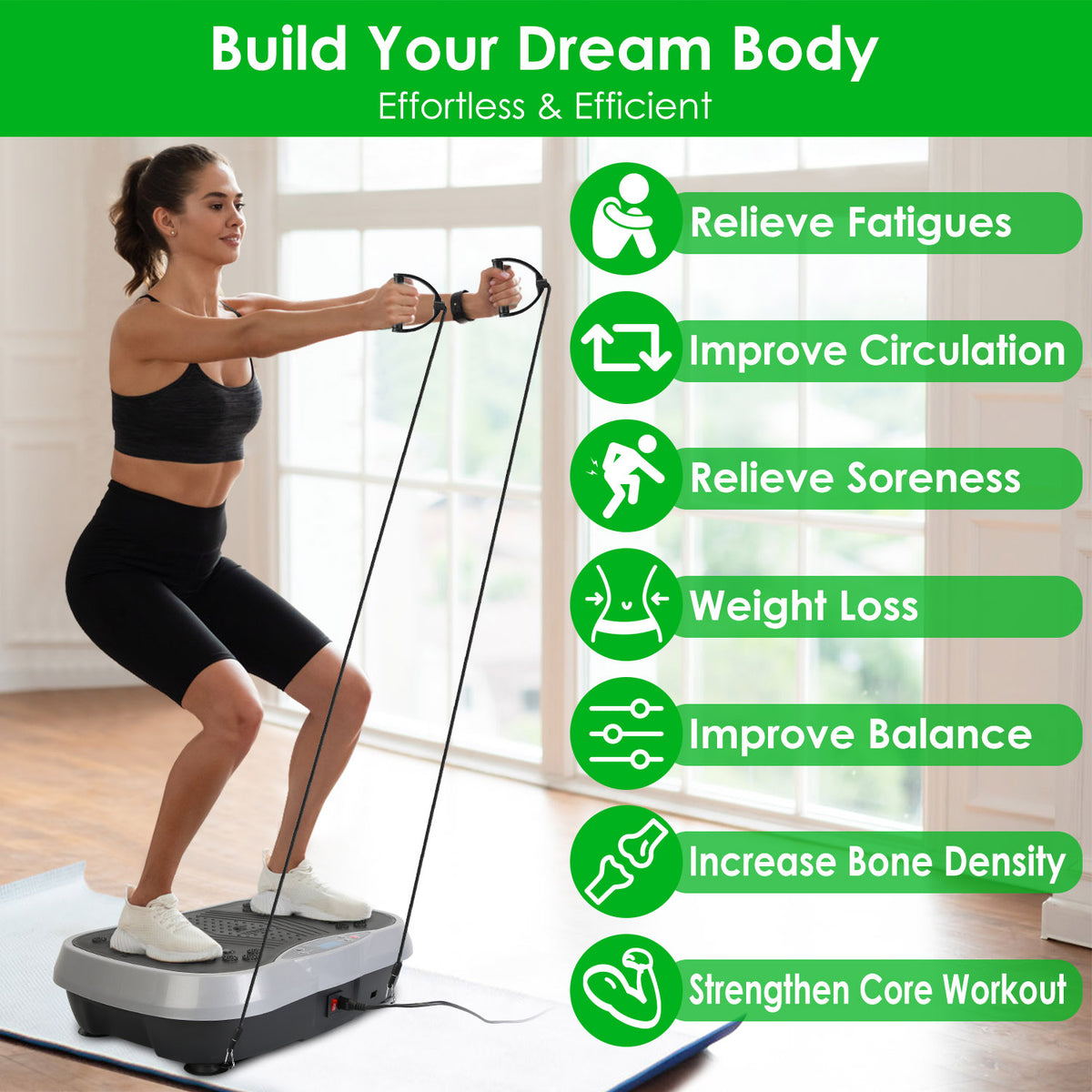 Vibration Exercise Platform with Resistance Bands