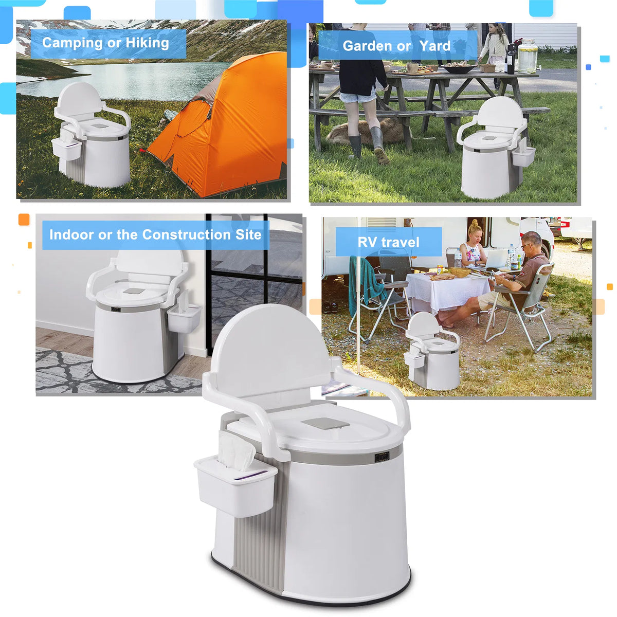 Portable Camping Toilet with 5-Gallon Bucket