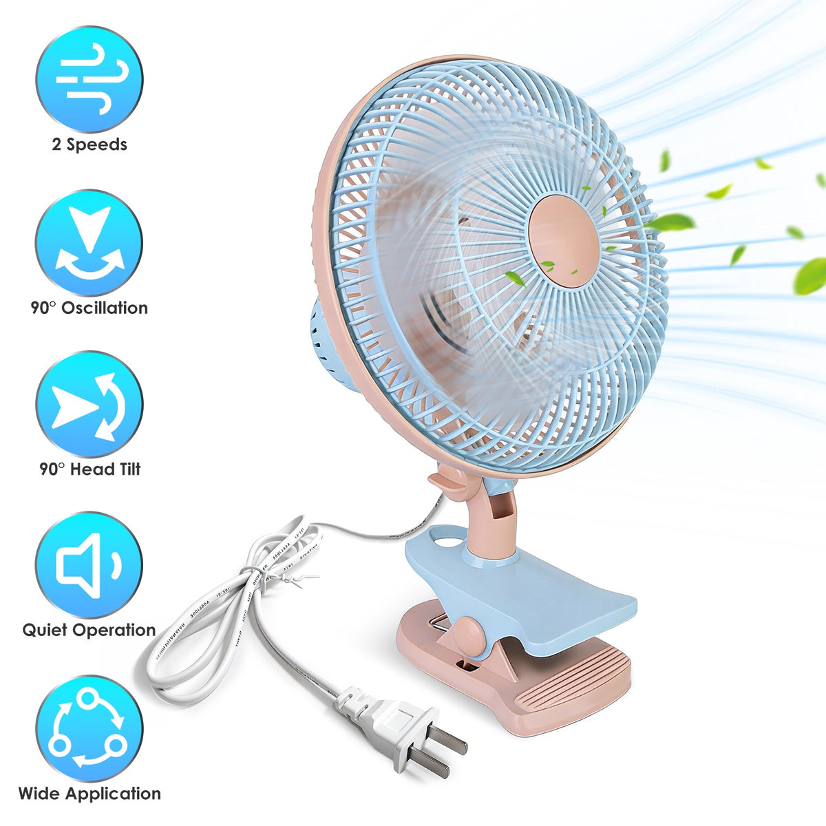 8.66 in. Oscillating Clip Fan with Two Speeds