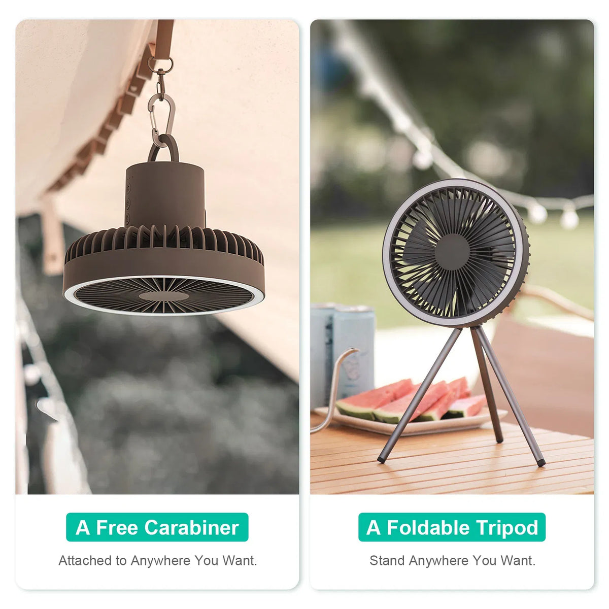 Rechargeable Camping Fan with LED Lantern and Tripod