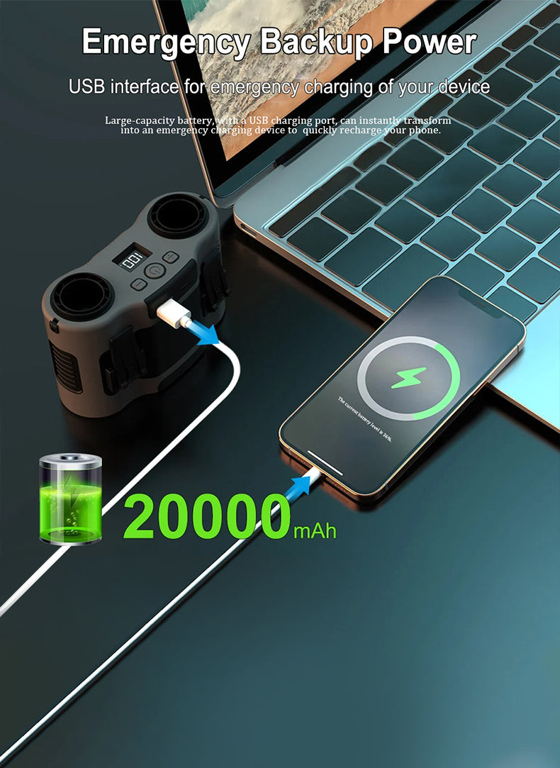 2025 New Model Waist-hung Fan Long Battery Life, Suitable For Outdoor Camping, Powerful Wind, Portable And Mini-sized, Ideal For Construction Sites.