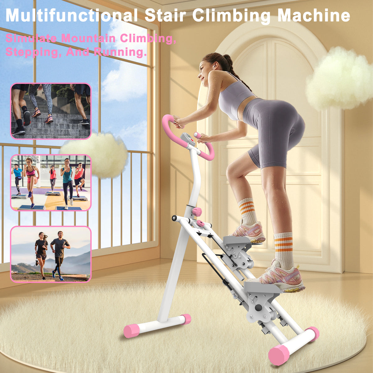 Pink Vertical Climber Stair Stepper for Home