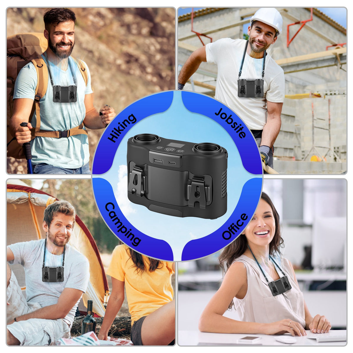 16,000mAh Dual-Turbine Wearable Waist Fan
