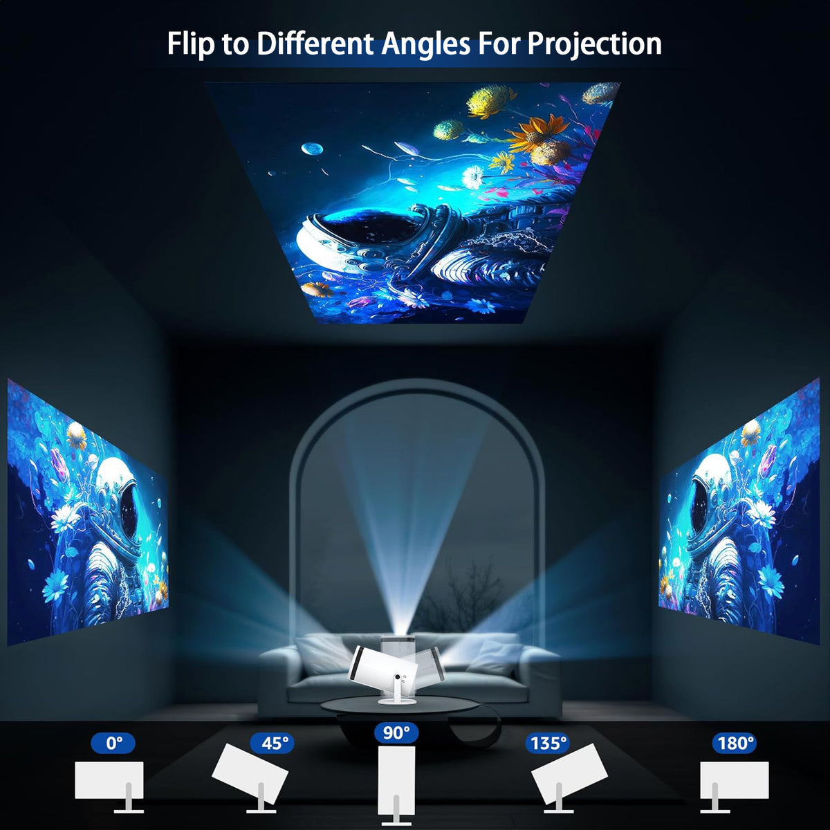 Portable Wi-Fi 6 Mini Projector with Keystone Correction