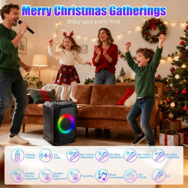 Portable Karaoke Party Speaker with Two Wireless Mics