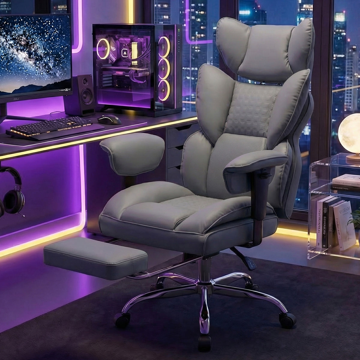 High-Back Gaming Chair with Recline and Footrest