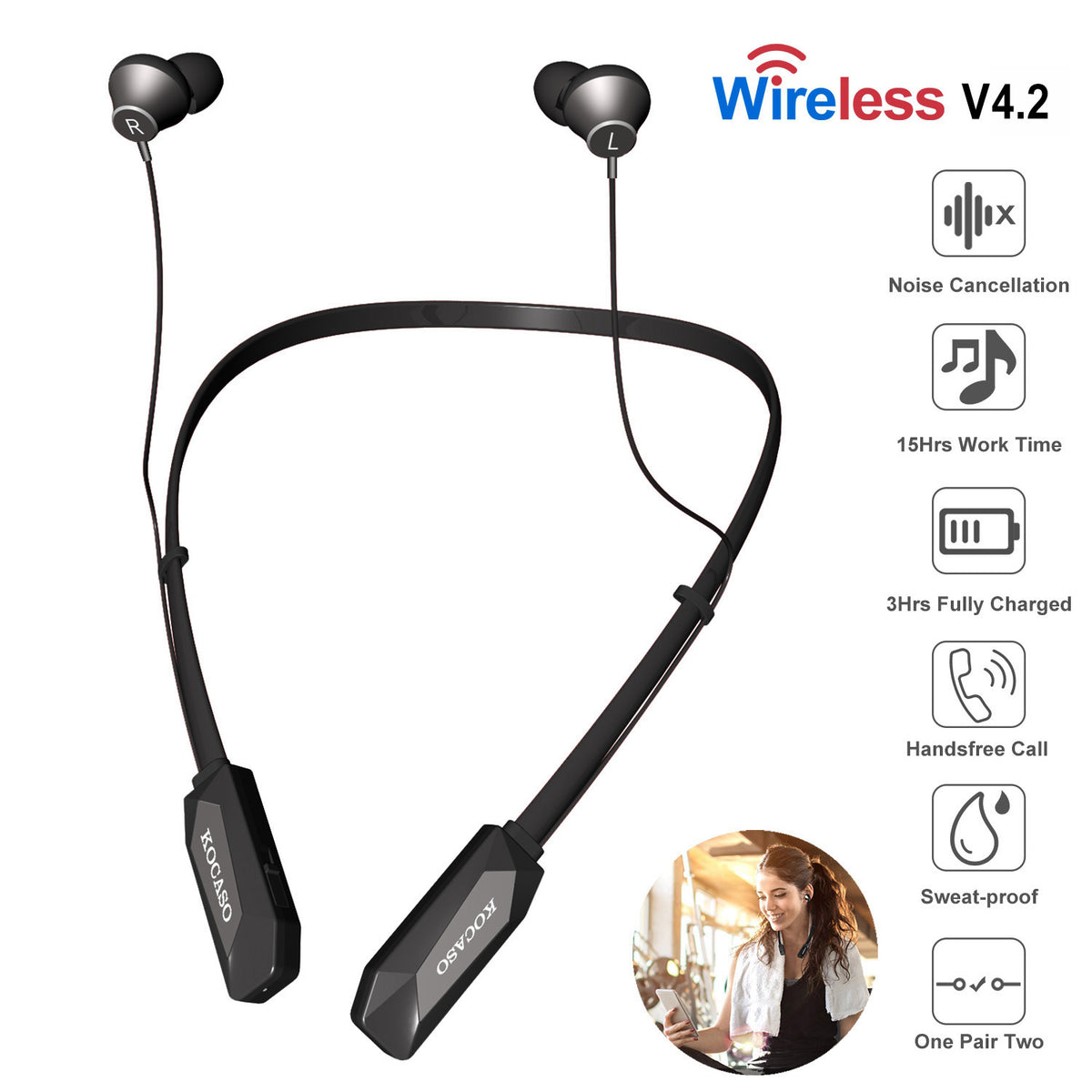 Bluetooth Neckband Sport Earbuds with Mic