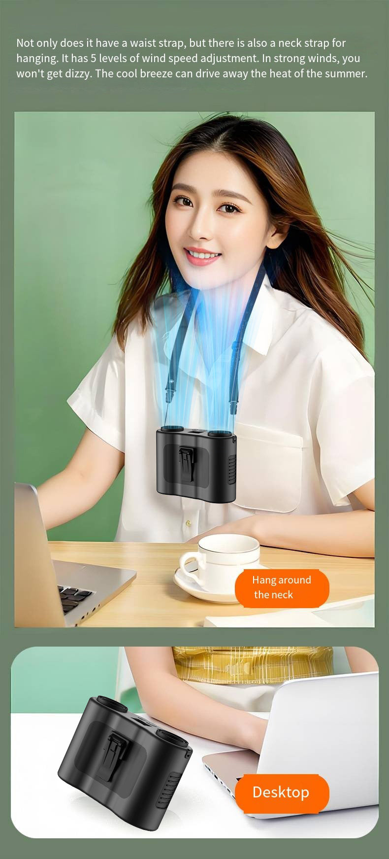 2025 New Model Waist-hung Fan Long Battery Life, Suitable For Outdoor Camping, Powerful Wind, Portable And Mini-sized, Ideal For Construction Sites.