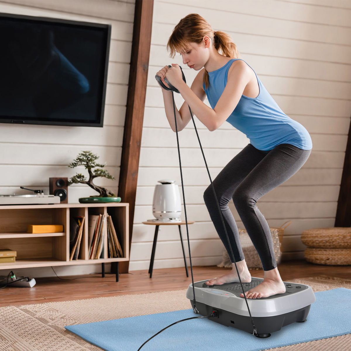 Vibration Exercise Platform with Resistance Bands