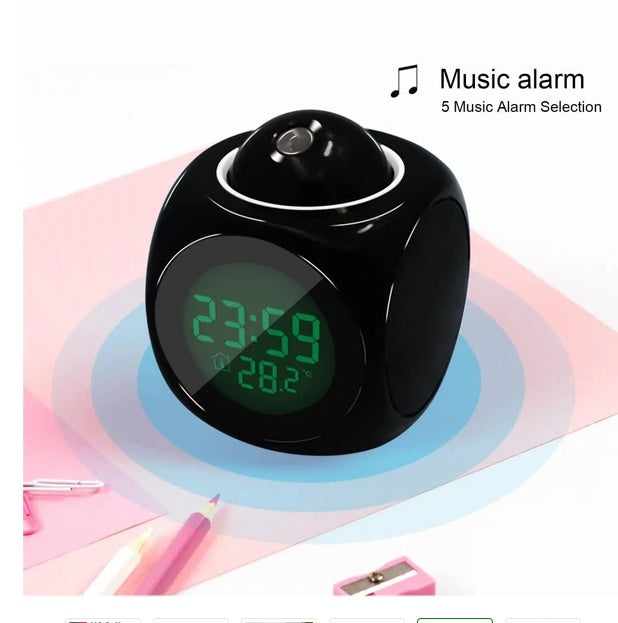 LED Projection Alarm Clock with USB Power