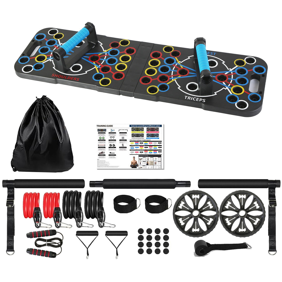 Foldable Push-Up Board and Home Workout Kit