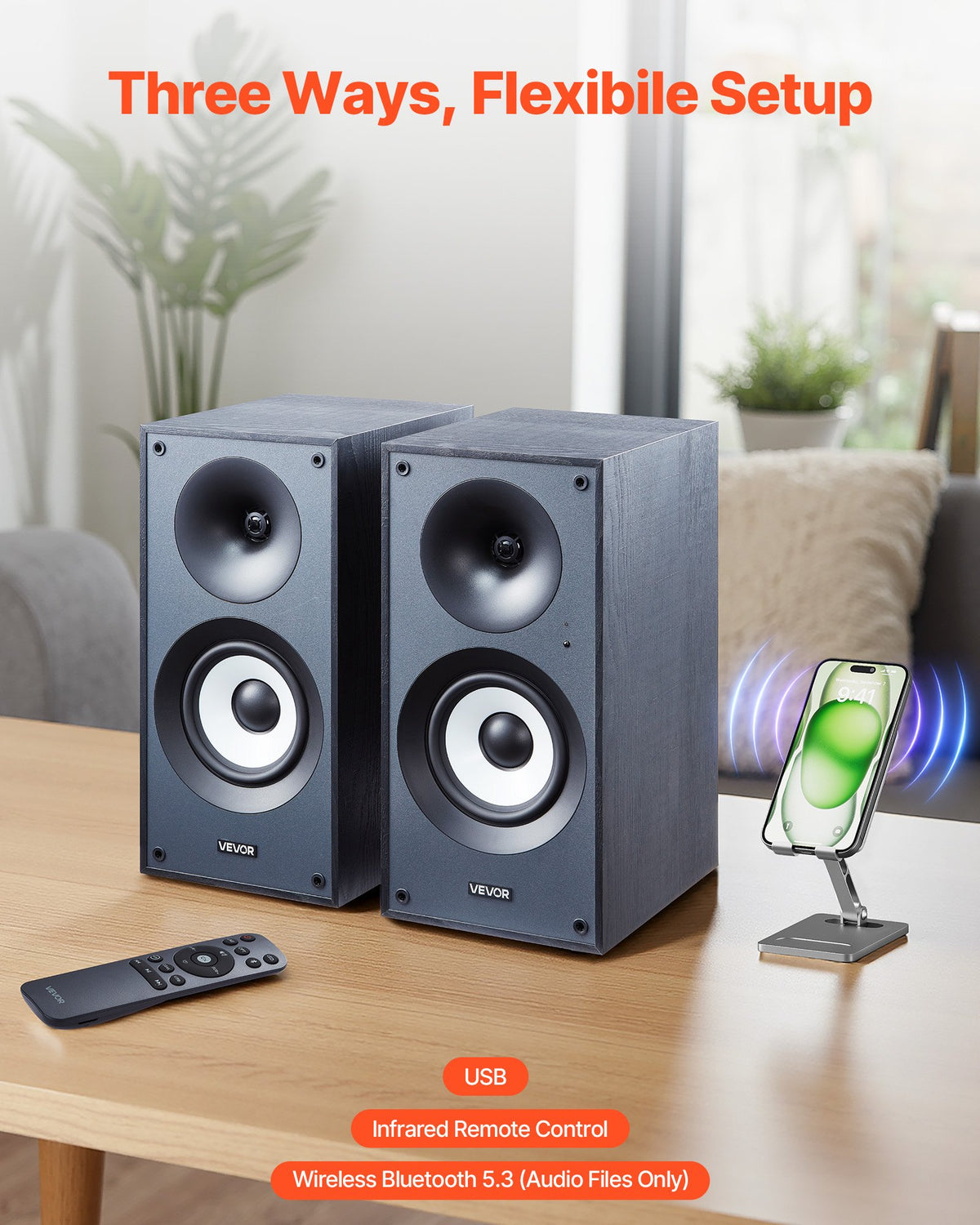 Bluetooth Powered Bookshelf Speakers, 25W x 2