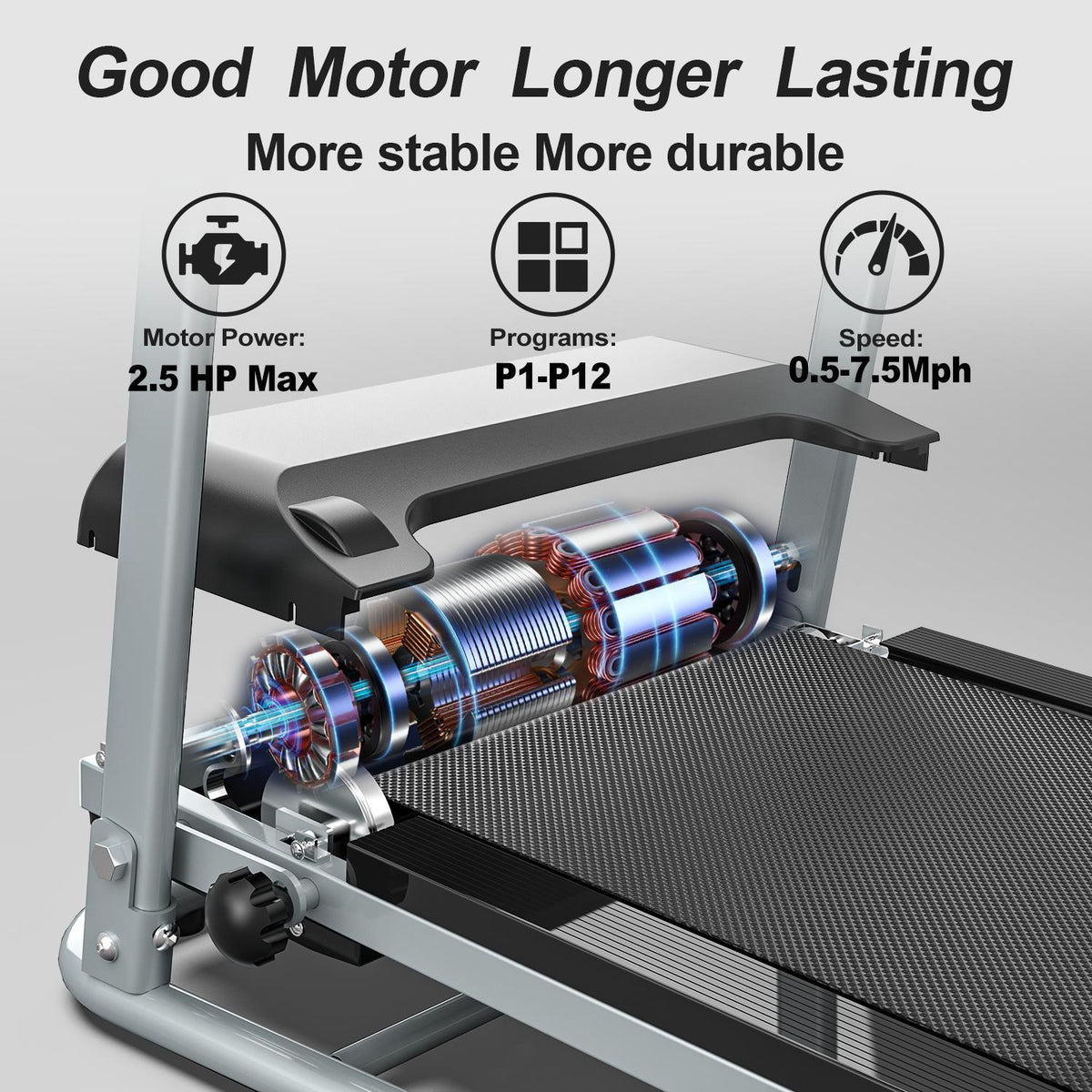 Foldable Home Treadmill with Shock-Absorbing Deck
