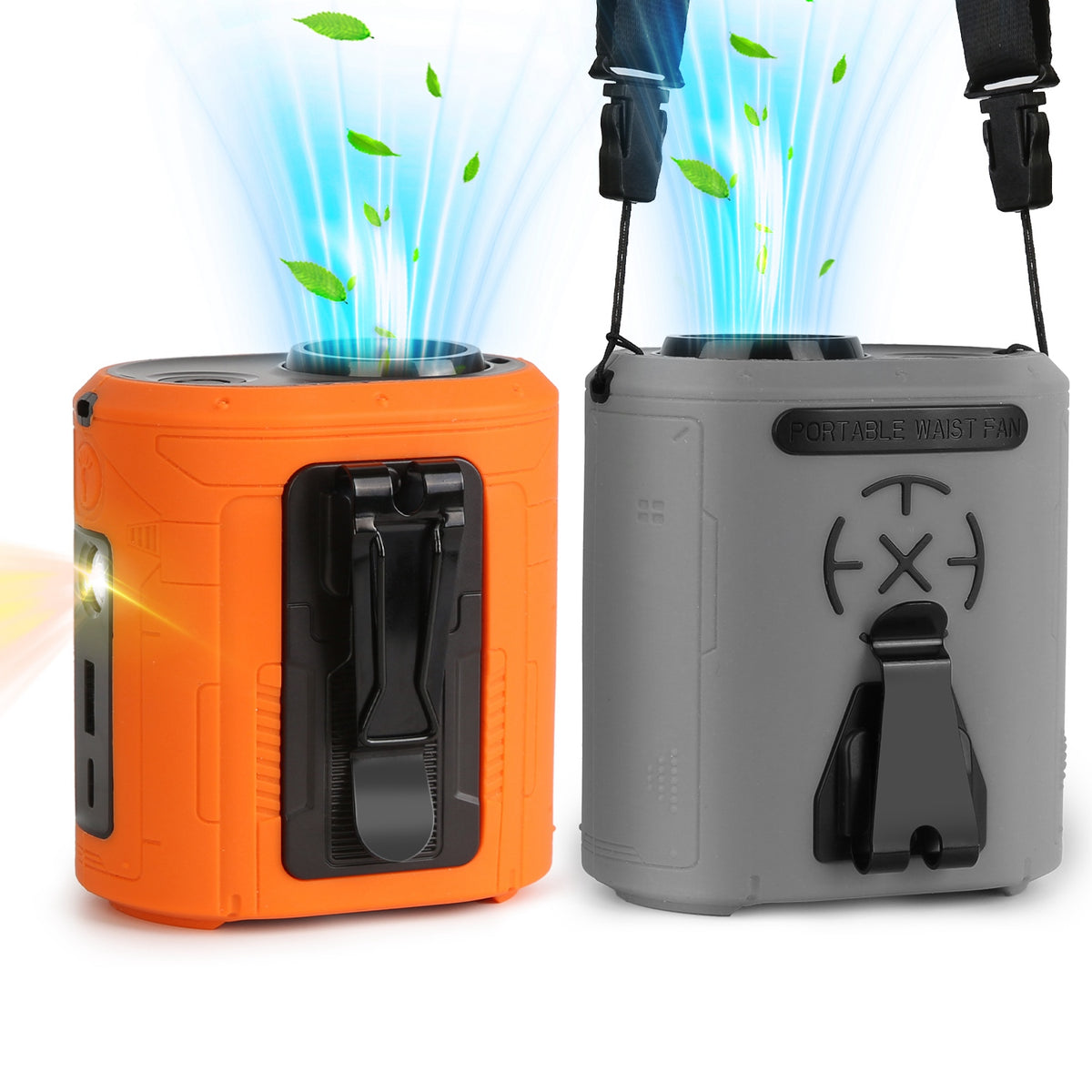 5-in-1 Wearable Waist Clip Fan with Flashlight