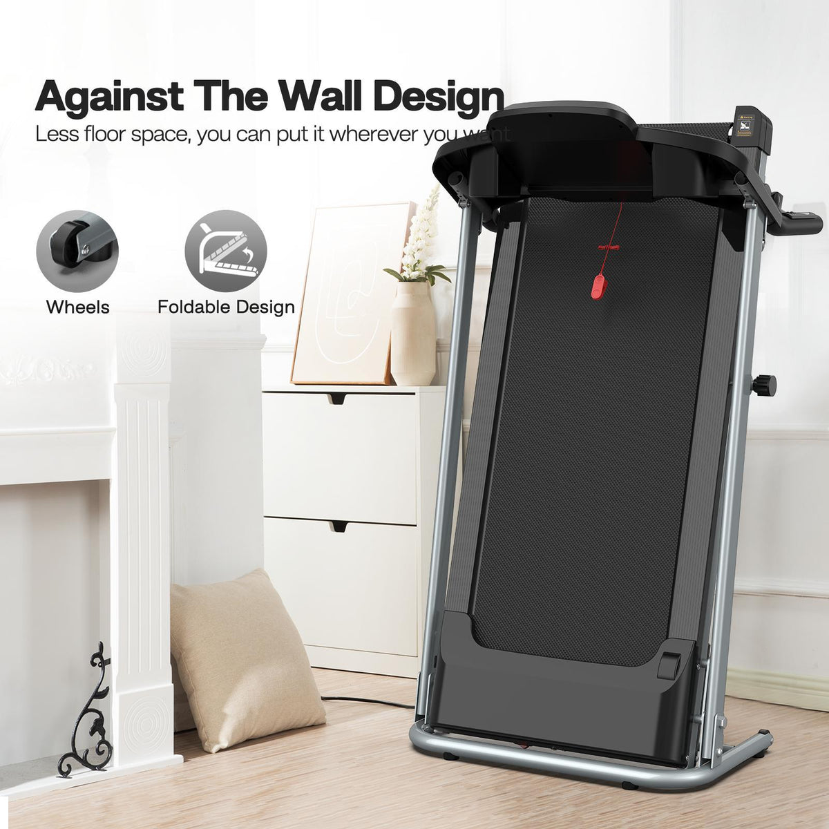 Foldable Home Treadmill with Shock-Absorbing Deck