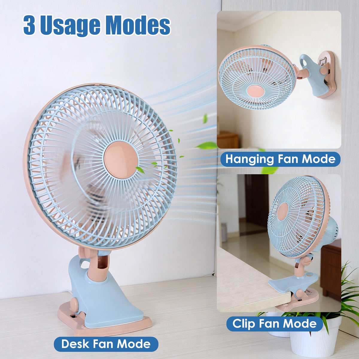 8.66 in. Oscillating Clip Fan with Two Speeds