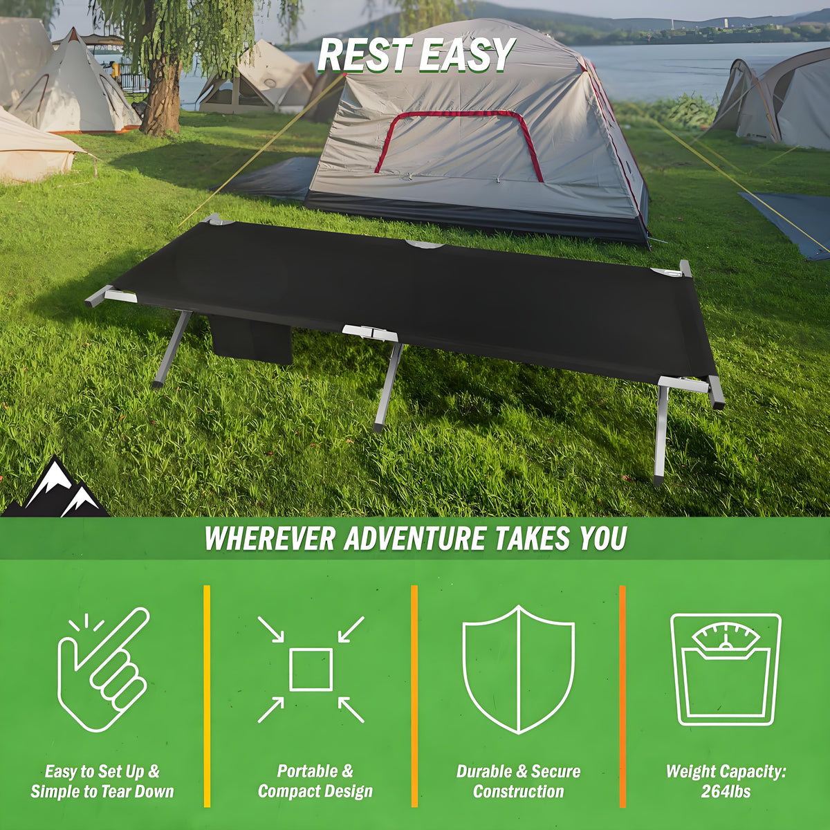 Foldable Camping Cot with Carry Bag