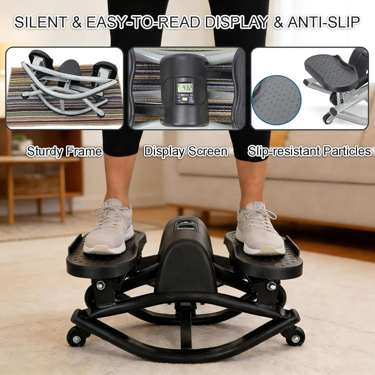 Compact Mini Stepper with Anti-Slip Pedals