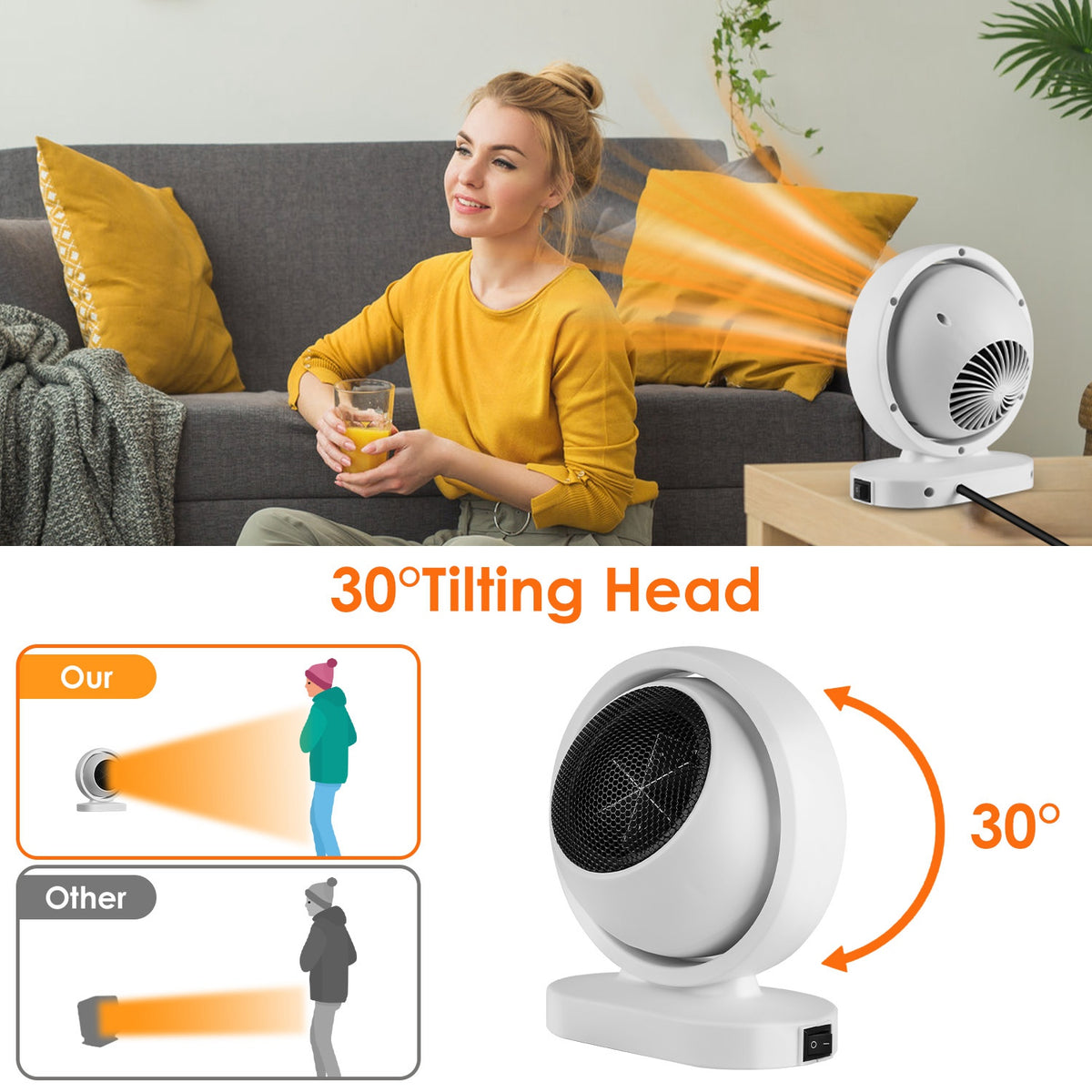 380W Tilting Desktop Space Heater