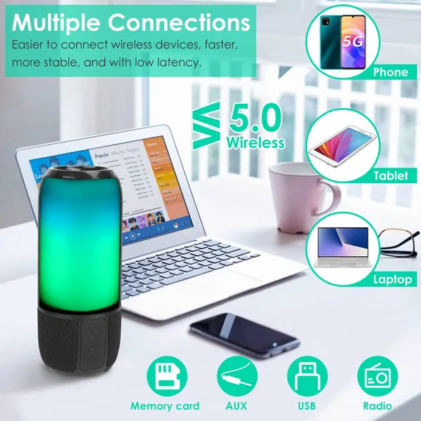 Portable Bluetooth Speaker with Color-Changing Lights