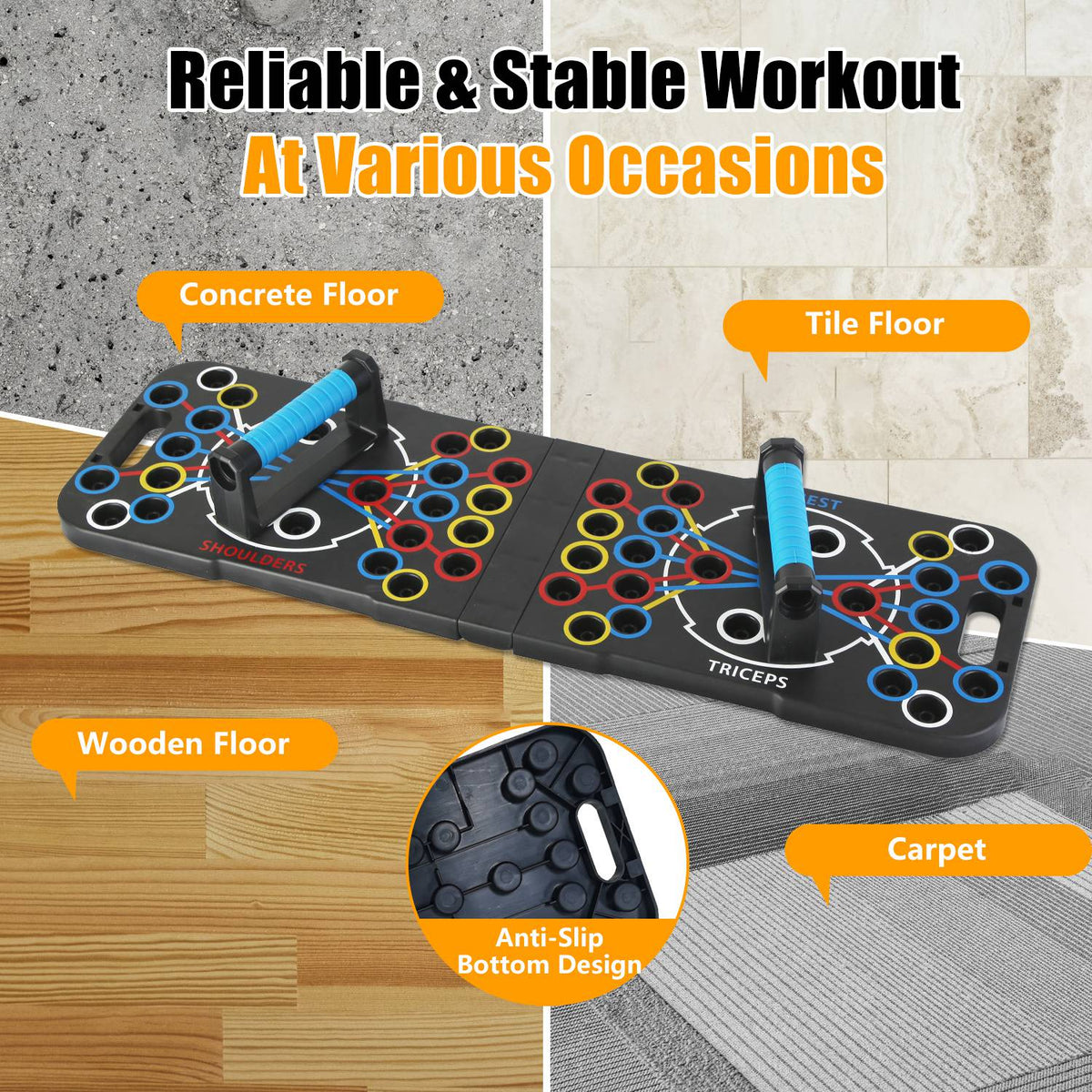 Foldable Push-Up Board and Home Workout Kit