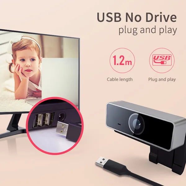 1080p USB Webcam with Built-In Microphone