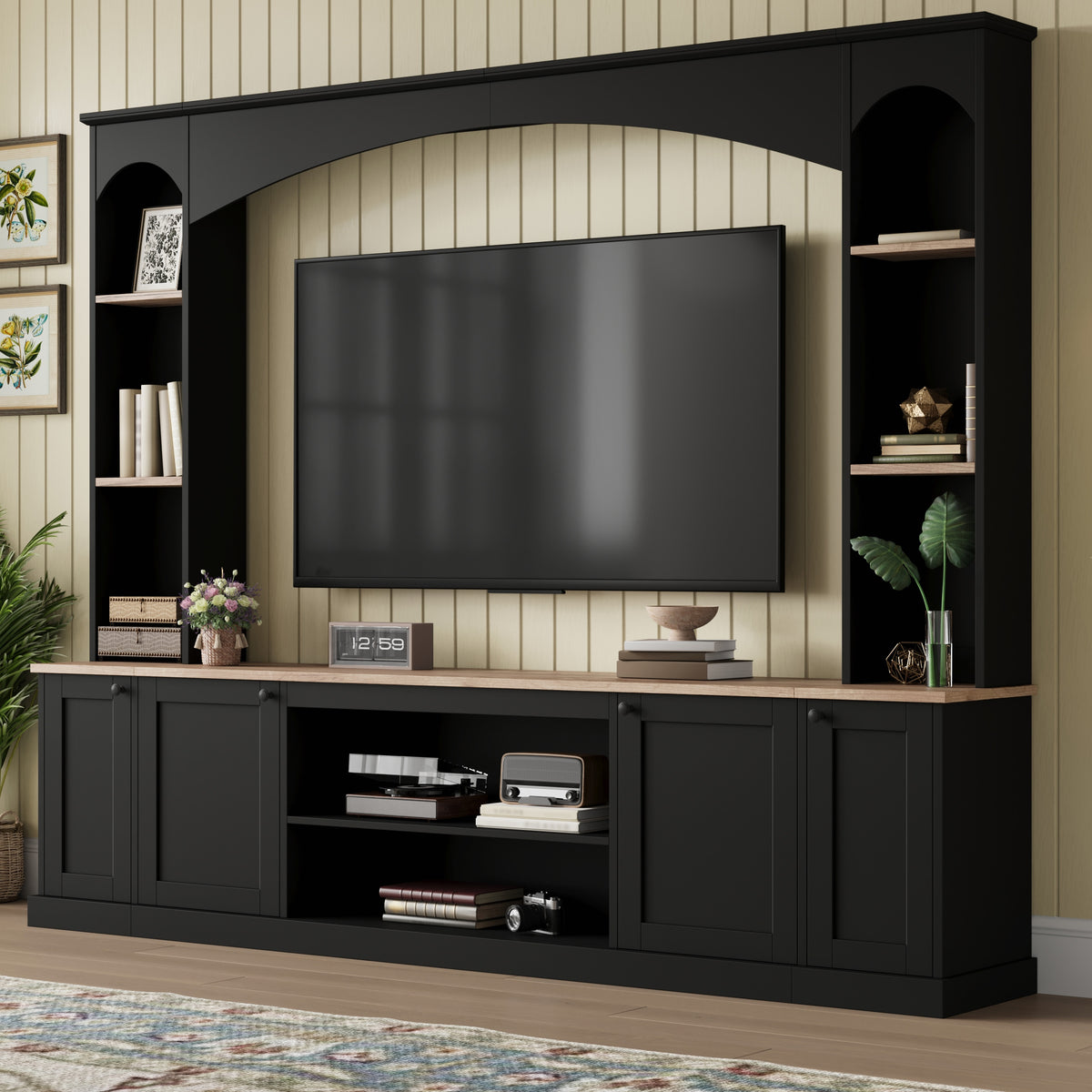Arched Entertainment Center Wall Unit for TVs up to 70 in.