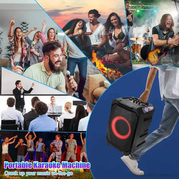 Portable Karaoke Party Speaker with Two Wireless Mics