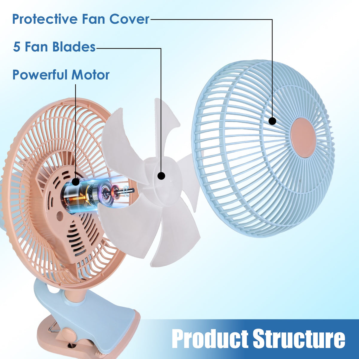 8.66 in. Oscillating Clip Fan with Two Speeds