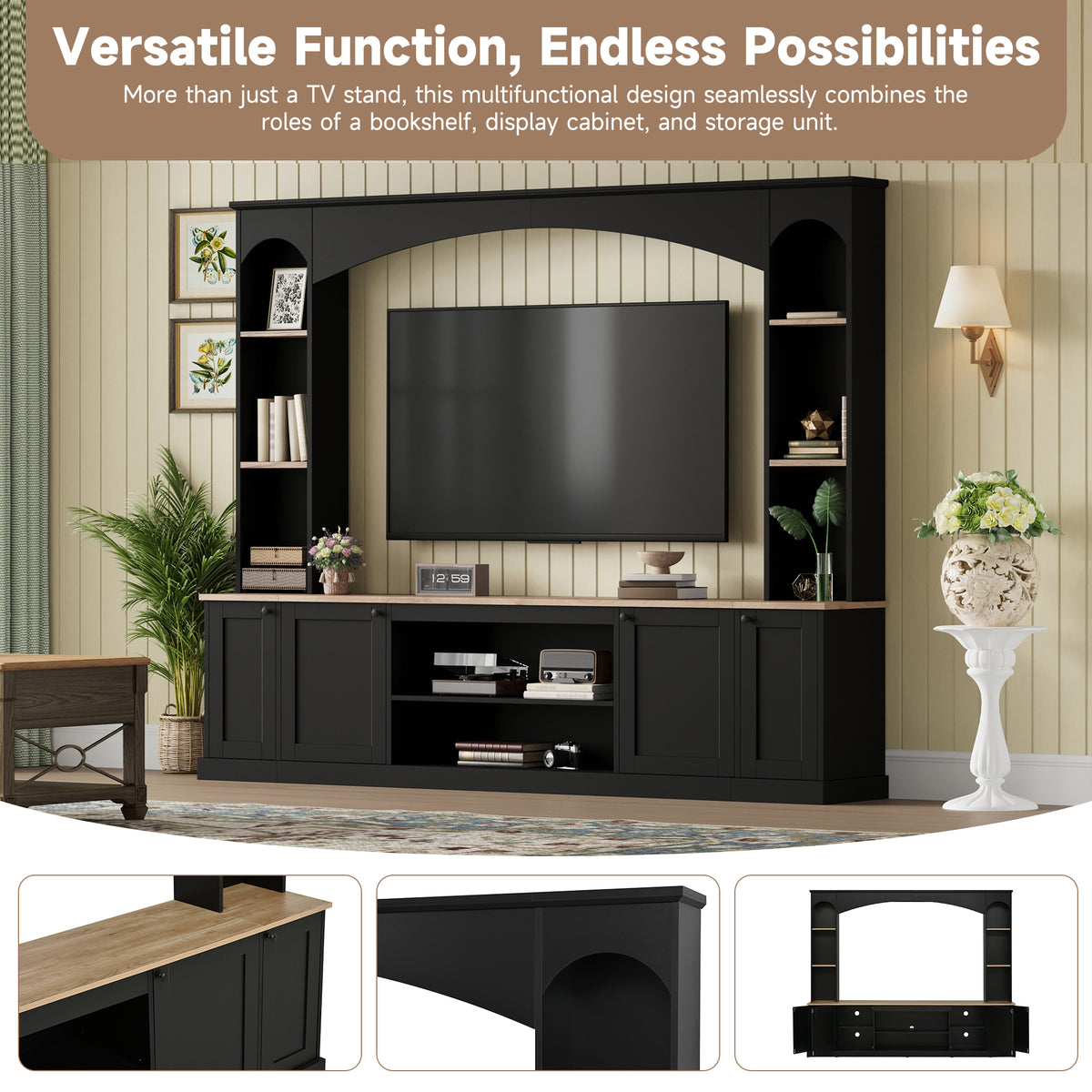Arched Entertainment Center Wall Unit for TVs up to 70 in.