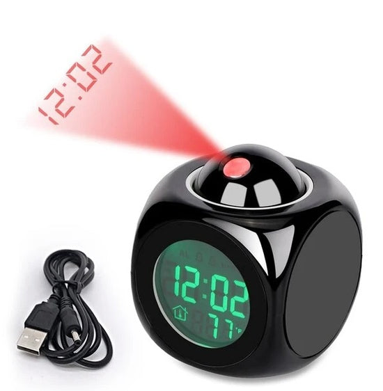LED Projection Alarm Clock with USB Power