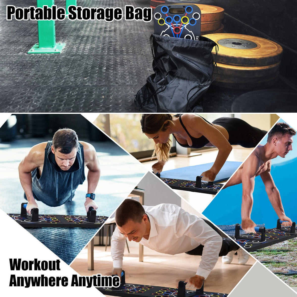 Foldable Push-Up Board and Home Workout Kit