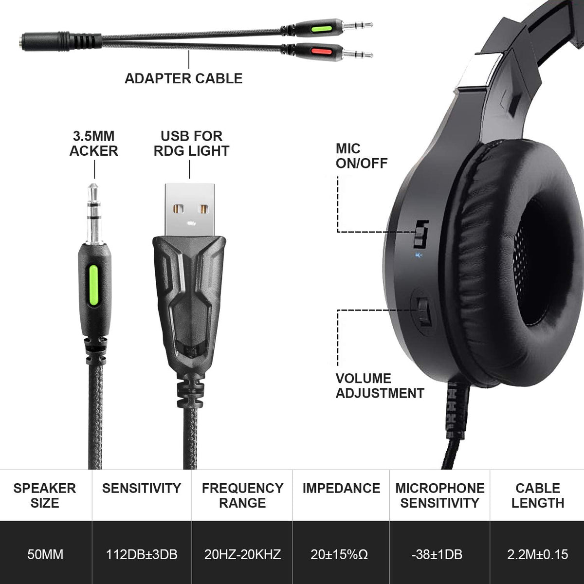 Wired Computer Gaming Headset with Mic