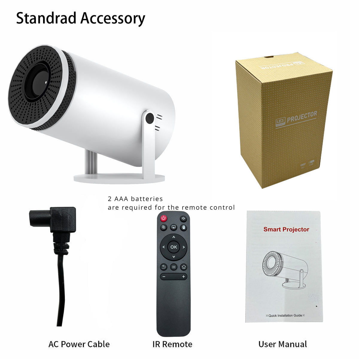 Portable Wi-Fi 6 Mini Projector with Keystone Correction