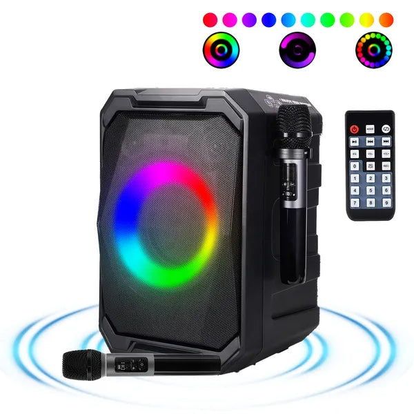 Portable Karaoke Party Speaker with Two Wireless Mics