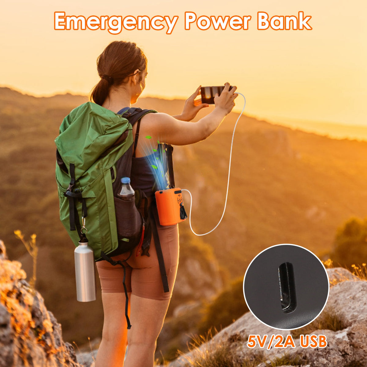 5-in-1 Wearable Waist Clip Fan with Flashlight