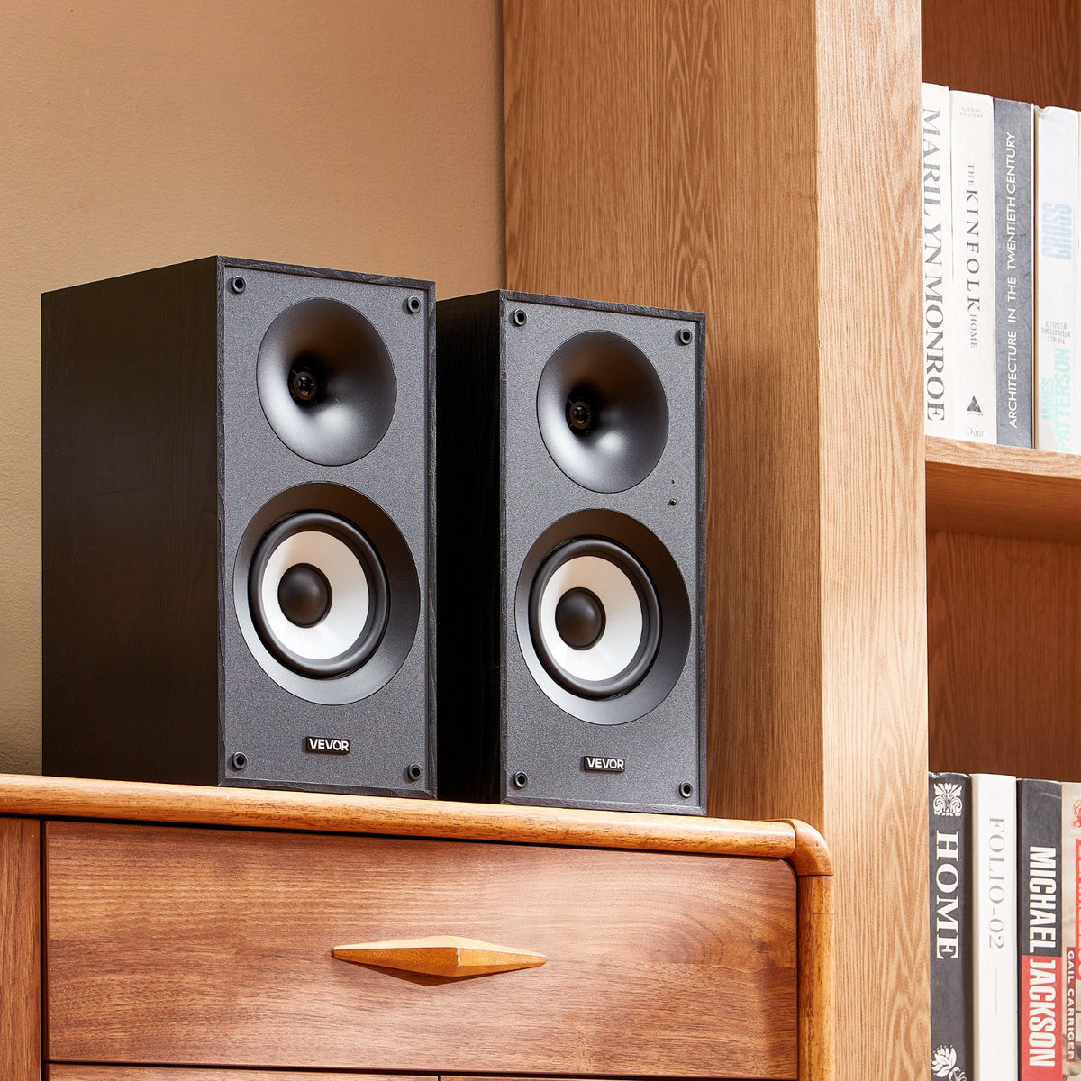 Bluetooth Powered Bookshelf Speakers, 25W x 2