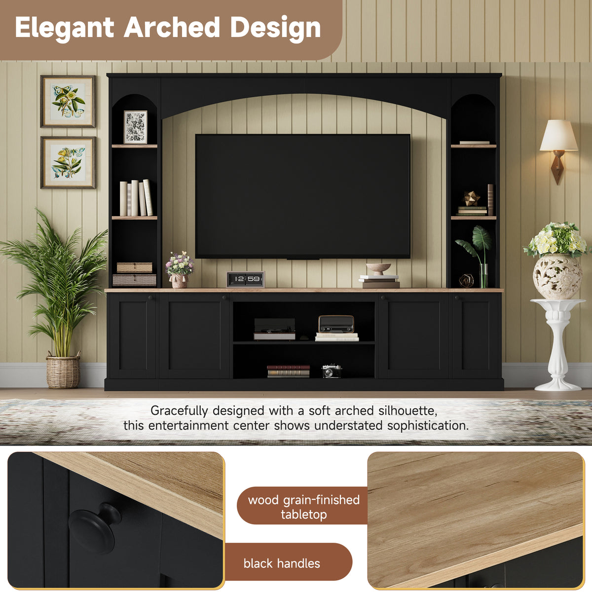 Arched Entertainment Center Wall Unit for TVs up to 70 in.