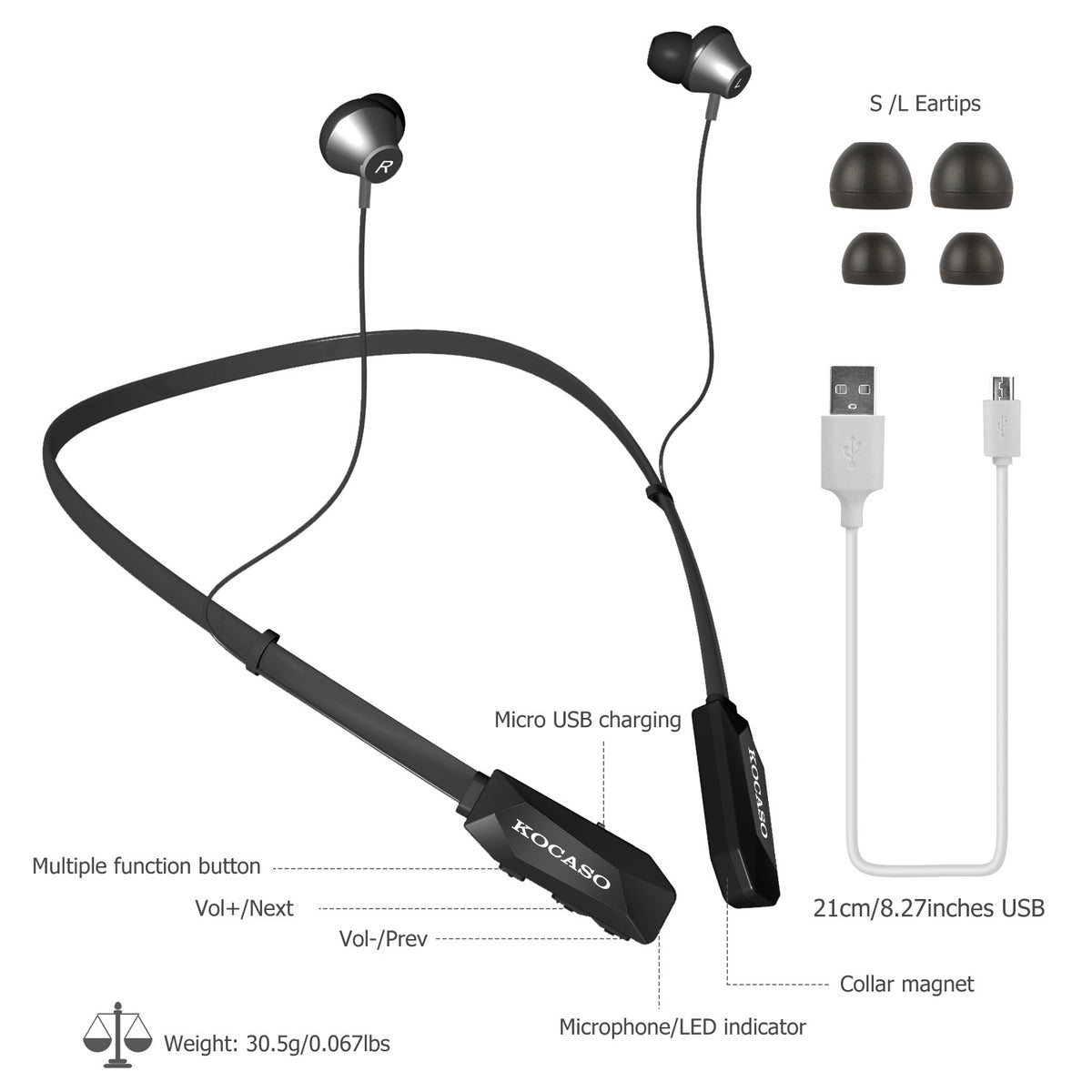 Bluetooth Neckband Sport Earbuds with Mic