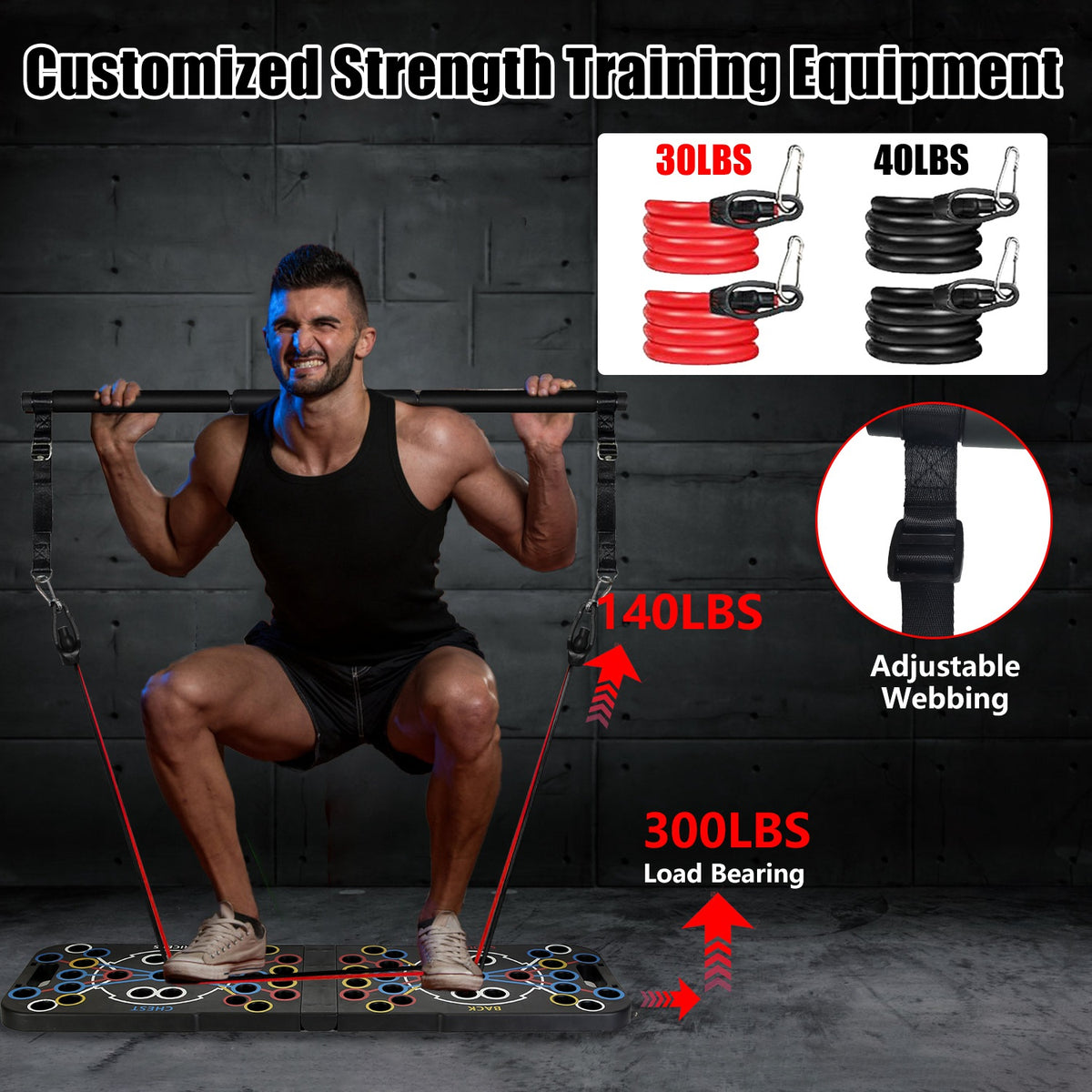 Foldable Push-Up Board and Home Workout Kit