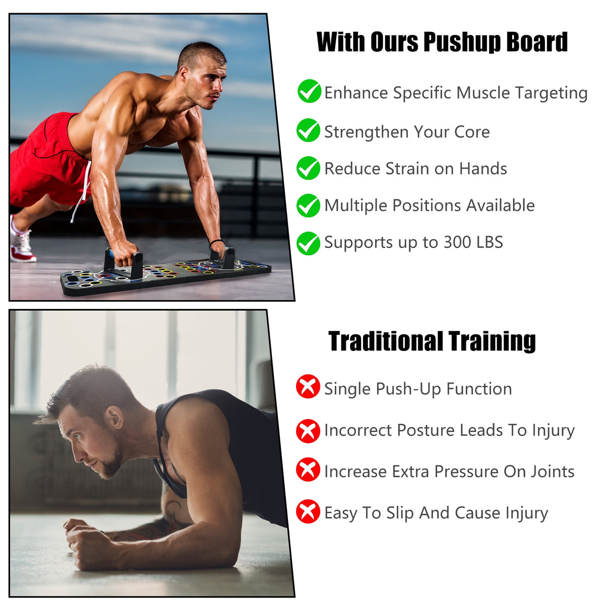 Foldable Push-Up Board and Home Workout Kit