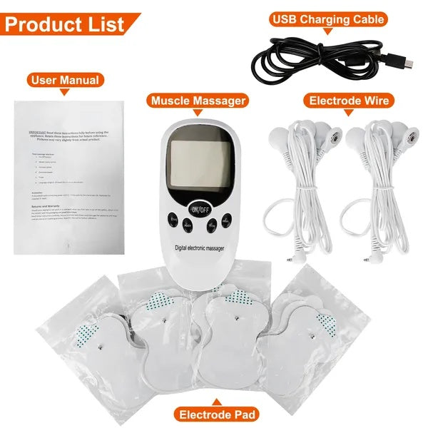 Dual-Channel Electric Pulse Massager with Eight Electrode Pads